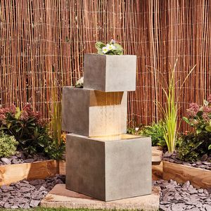 Essential Décor Entrada Collection Cascading Stone Walkway Water Fountain 14.17-Inch 