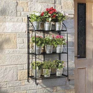 Three-tier Wire Shelf Folding Metal Plant Stand