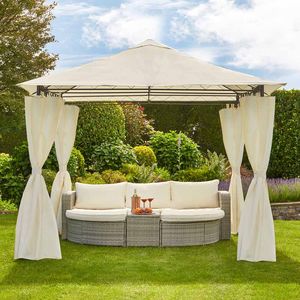 Garden Gear 3x3m Metal Gazebo with Cream Roof and Curtains
