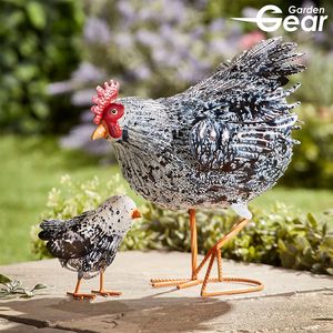 Garden Gear Set of 2 Hand-Painted Mother Hen and Chick Garden Ornaments