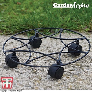 Garden Grow Black Metal Pot Mover on Wheels