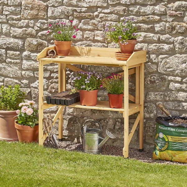 Garden Grow Wooden Two-Tier Potting Bench