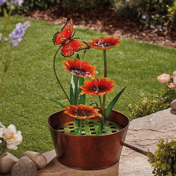 Serenity Metal Indoor and Outdoor Sunflowers Water Feature