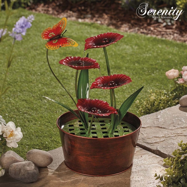 Serenity Metal Indoor and Outdoor Metal Poppy Water Feature