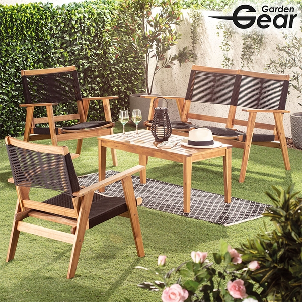 Garden Gear Acacia Black String Sofa Set