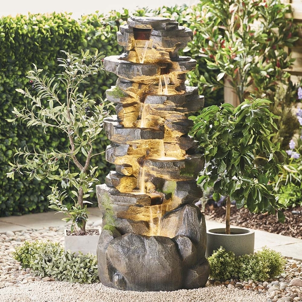 Serenity Large Six-Tier Cascading Rock Pool Water Feature
