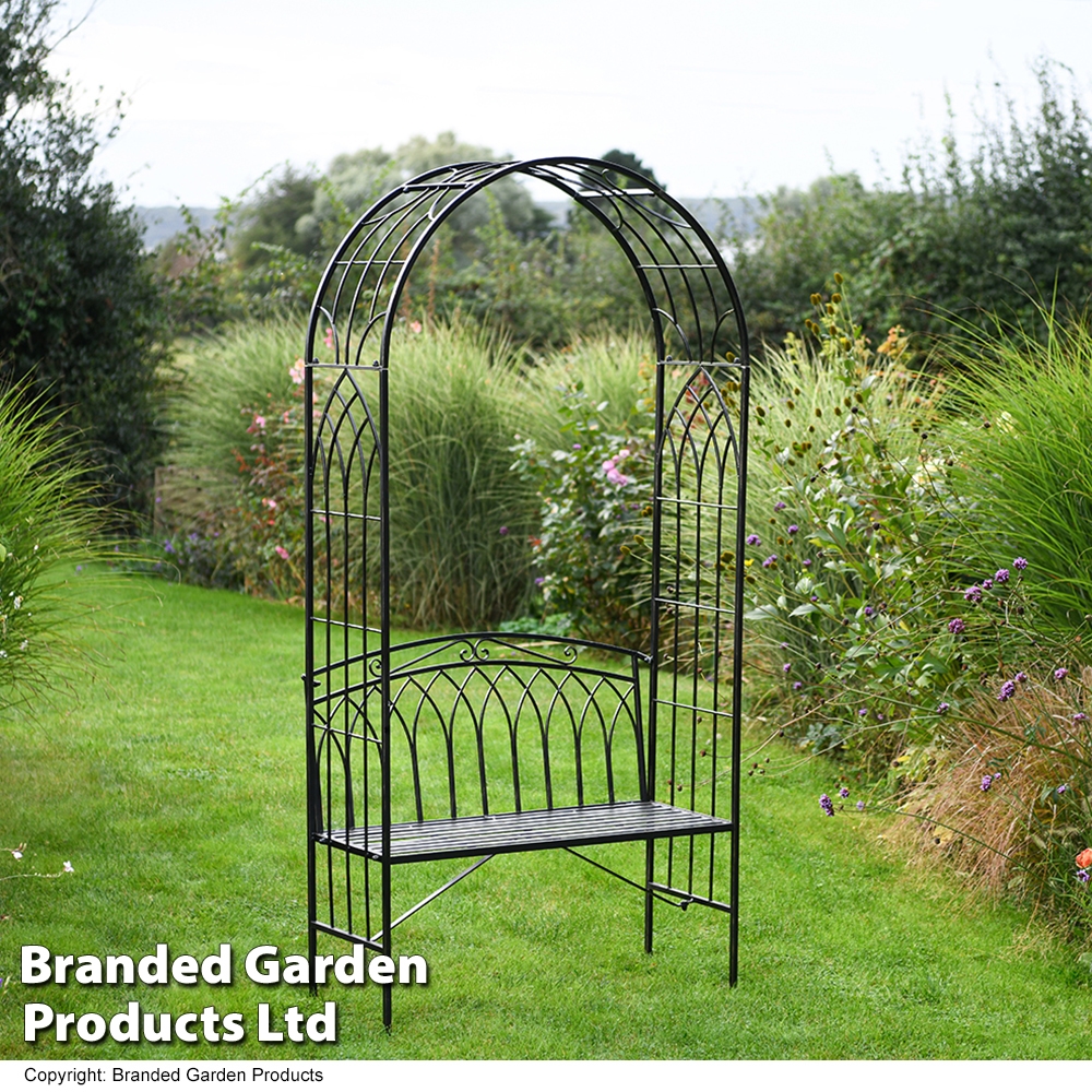 Wrought Iron Garden Arch with Bench Garden Gear